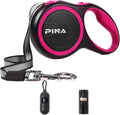 PINA Retractable Dog Leash, 26ft Dog Leash for Small Medium Large Dogs Up to 110lbs, 360° Tangle-Free Strong Reflective Nylon Tape, with Anti-Slip Handle, One-Handed Brake, Lock - Black Pink
