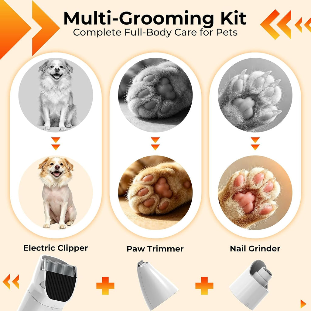 FIXR Dog Grooming Vacuum Kit with Clippers, 12000Pa Strong Suction, 2L Large Dust Cup, Low Noise <50dB, 8-in-1 Pet Hair Trimmer for Dogs Cats Shedding & Home Grooming