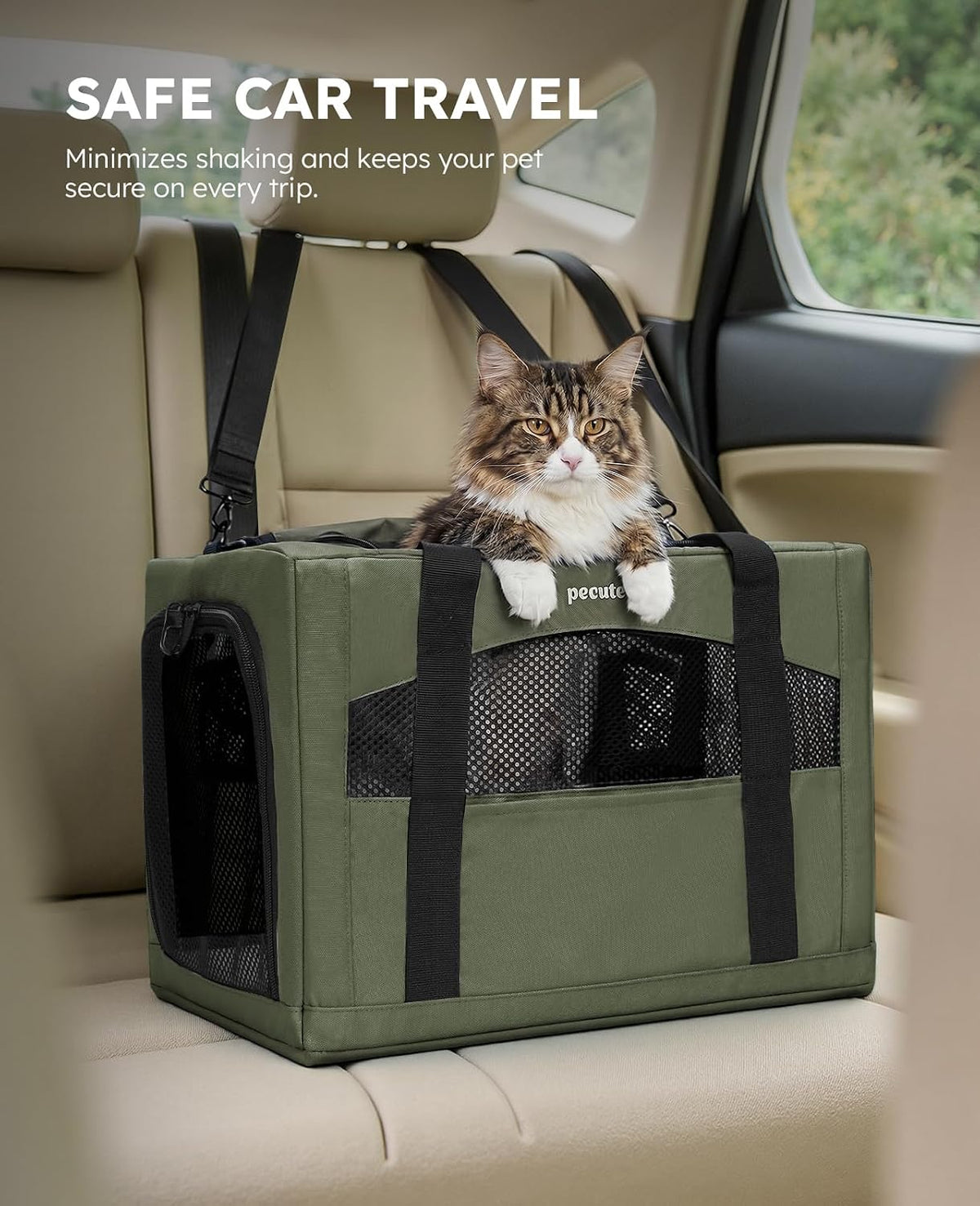 Pecute Cat Carrier Stable, Pet Carrier with Privacy Partition,Green
