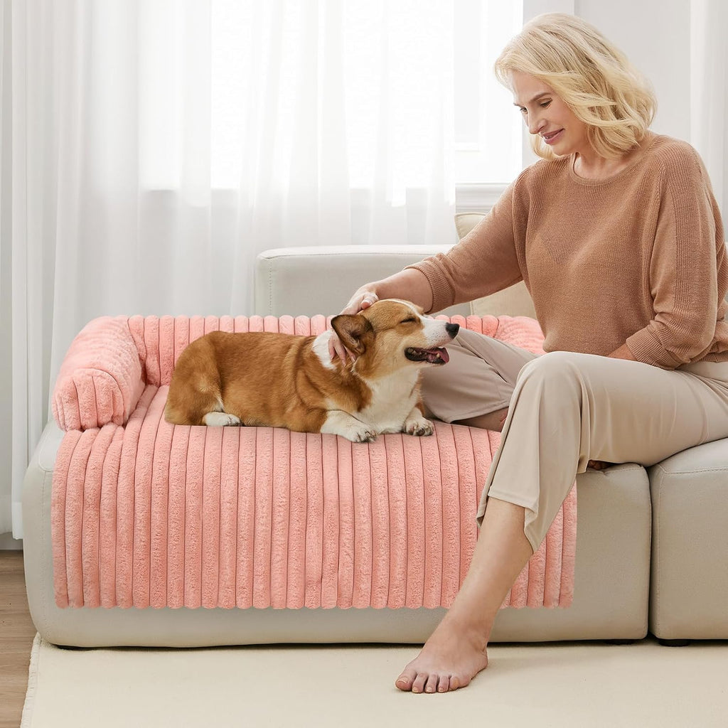 Dog Couch Bed, Couch Cover for Dogs Washable, Dog Bed for Couch(Pink, L)