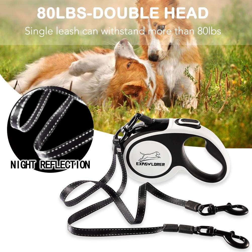 EXPAWLORER Dual Retractable Dog Leash