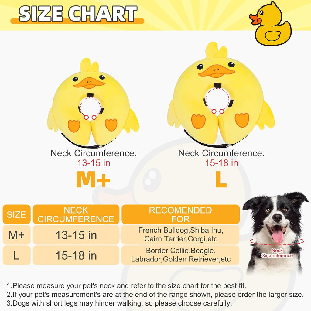 KOOLTAIL Inflatable Dog Cone Collar Alternative After Surgery, Duck M+
