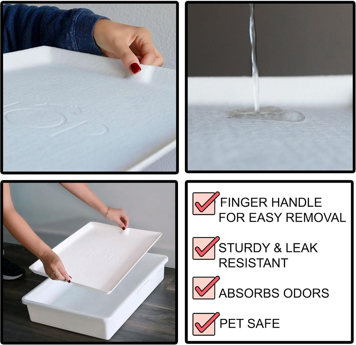 HOP Disposable Litter Box Liner for Rabbits, Cats, Guinea Pigs, Chinchicalls. Travel-Friendly, Large, Biodegradable, Sturdy, Leak Resistant. (10 Pack: Approx. 1 Month Supply)