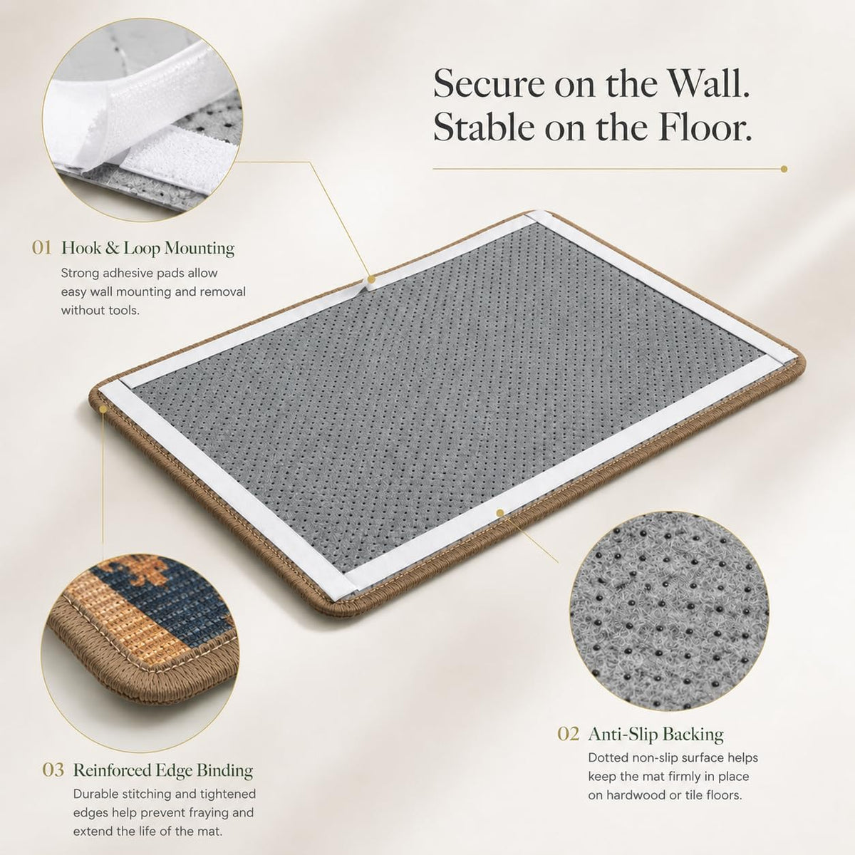 Art Sisal Cat Scratcher Mat, Cat Wall Scratchers for Indoor Cats