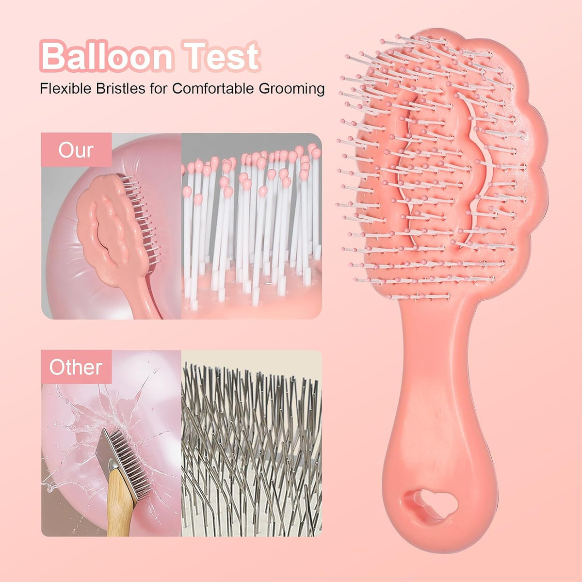 Cloud Shape Small Dog Grooming Brush (Pink) | Perfect for Shih Tzus, Yorkies, and Maltipoos - Ideal Puppy Hair Brushes for Maltese and Small Breeds