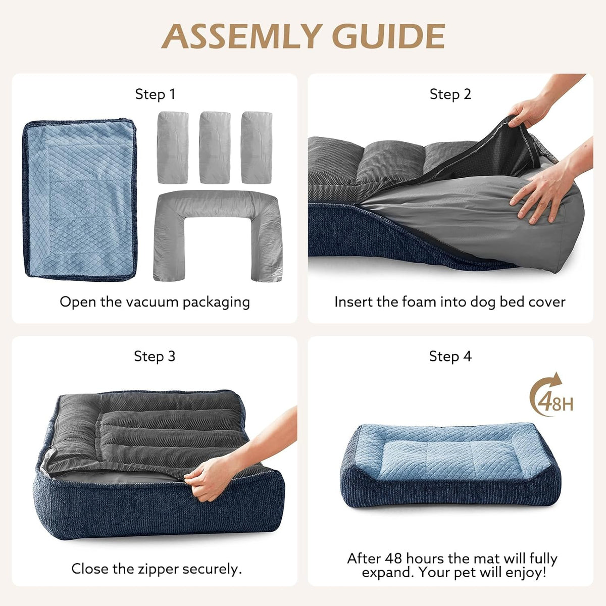 JOEJOY XL Orthopedic Dog Bed for Large Dogs, Extra Thick Foam Pet Bed Sofa