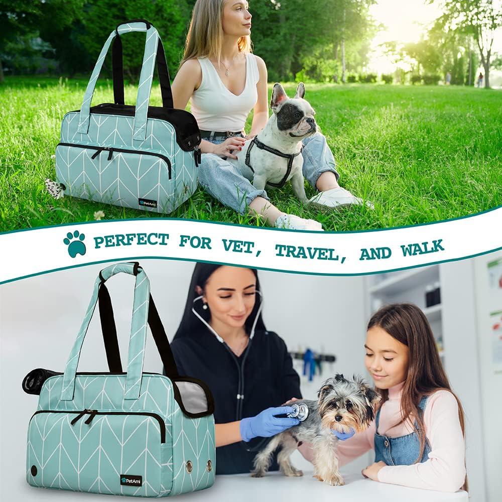 PetAmi Small Dog Purse Carrier, Airline Approved Soft Sided Tote, Teal