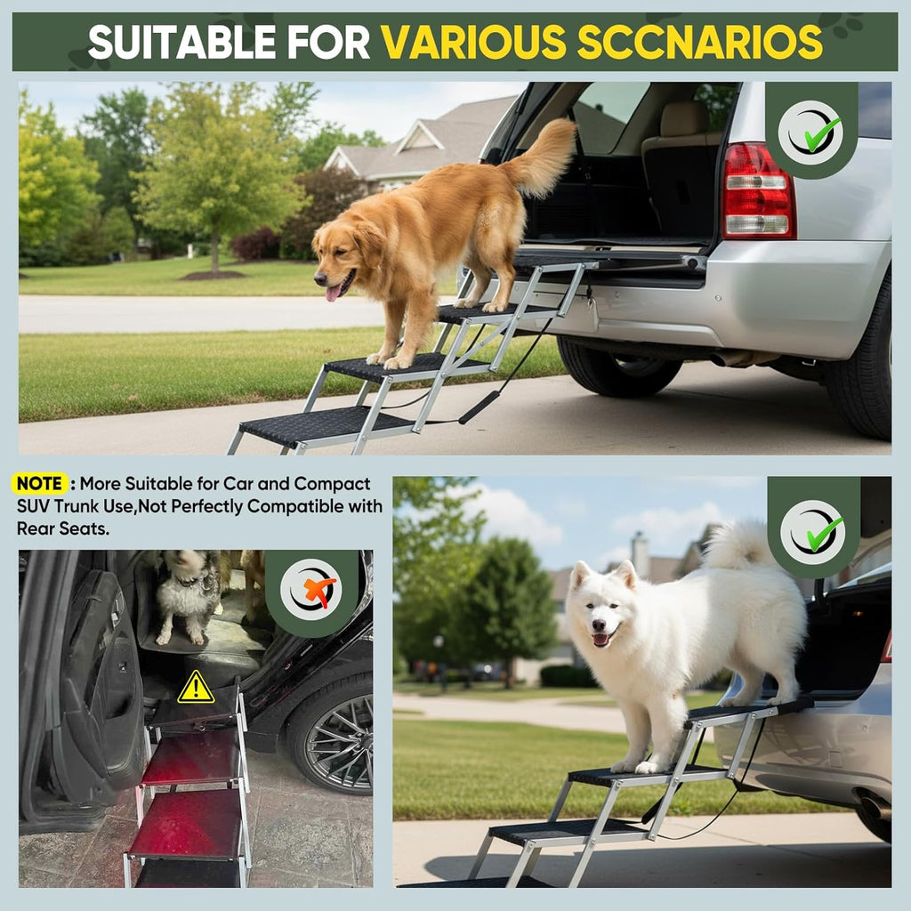 Sakerplus Dog Stairs for Large Dogs, 17.7” Wide Dog Ramps for Car 5 Steps