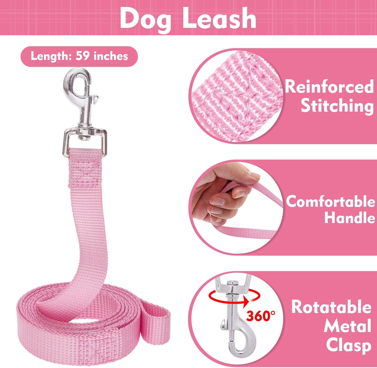 EXPAWLORER Step-in Small Dog Harness and Leash Set, Pink XS