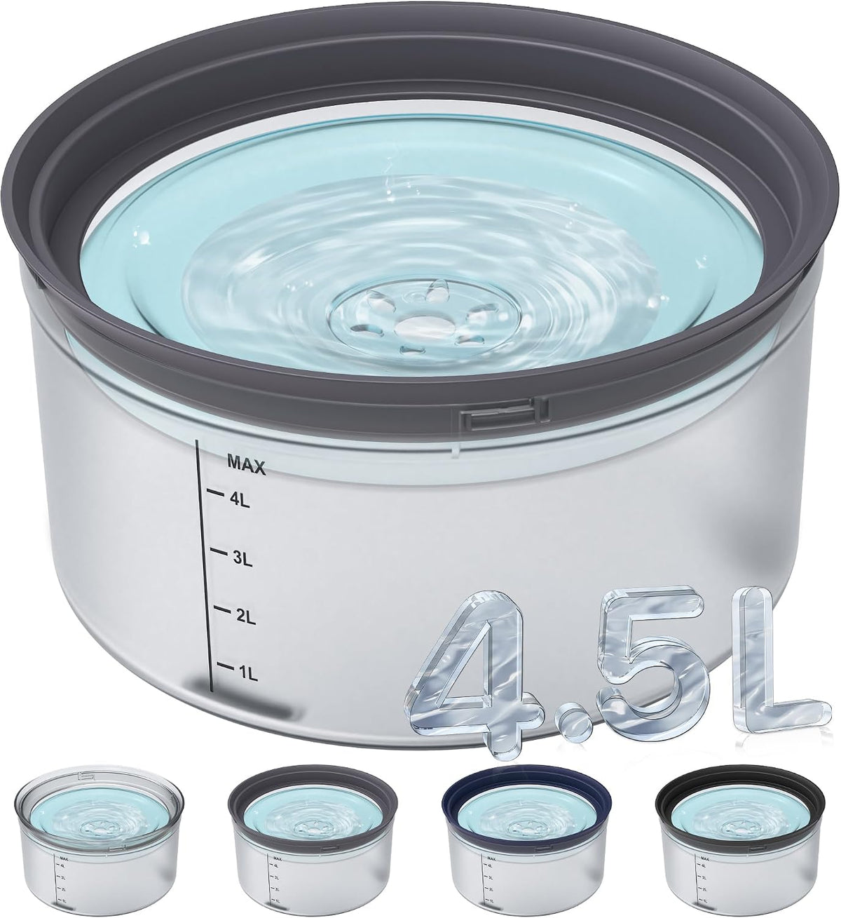 Decflow 1.2Gal No Spill Dog Water Bowl with Slow Drinking Feeder