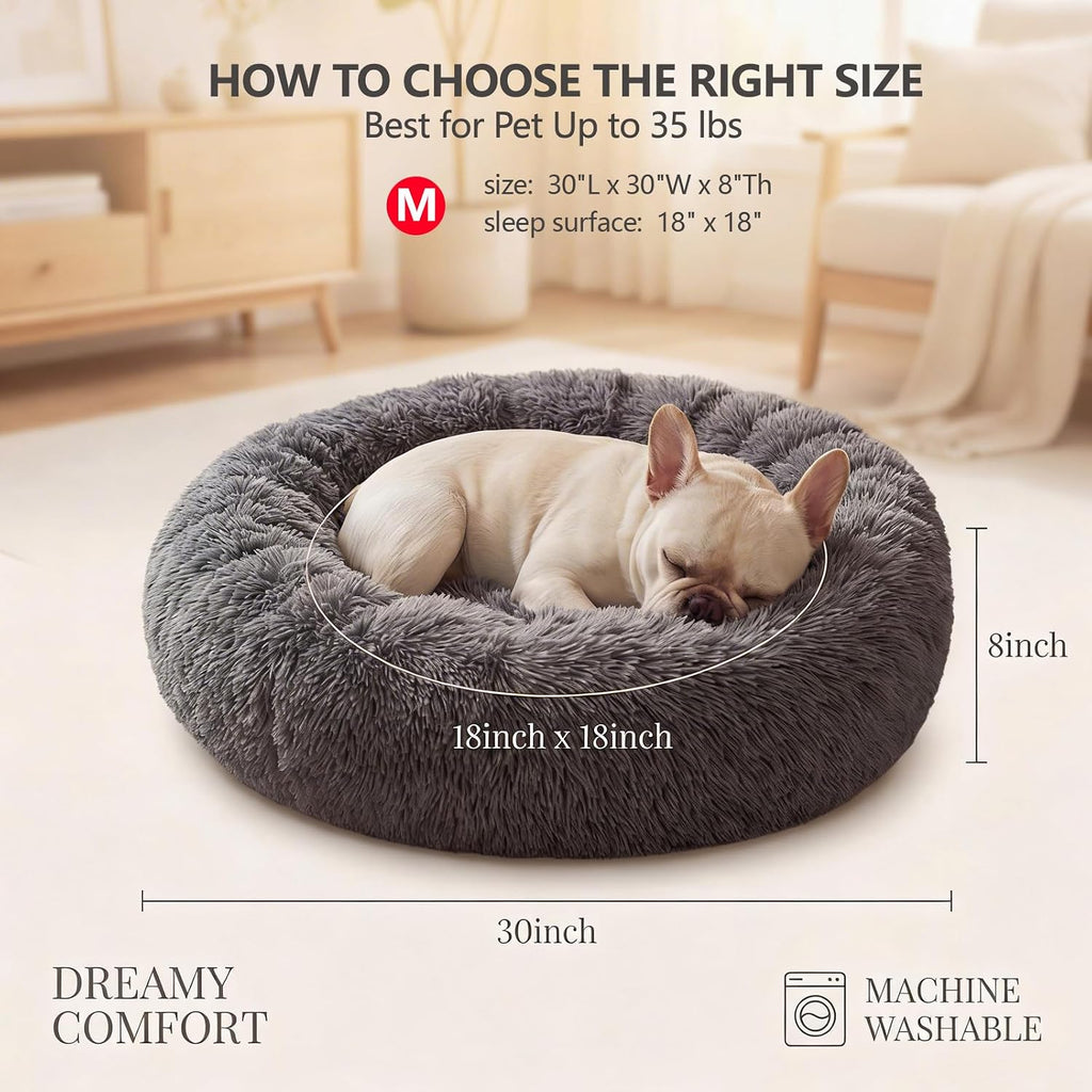nononfish Soft Dog Bed for Small Dogs,Cozy Calming Donut Pet Bed