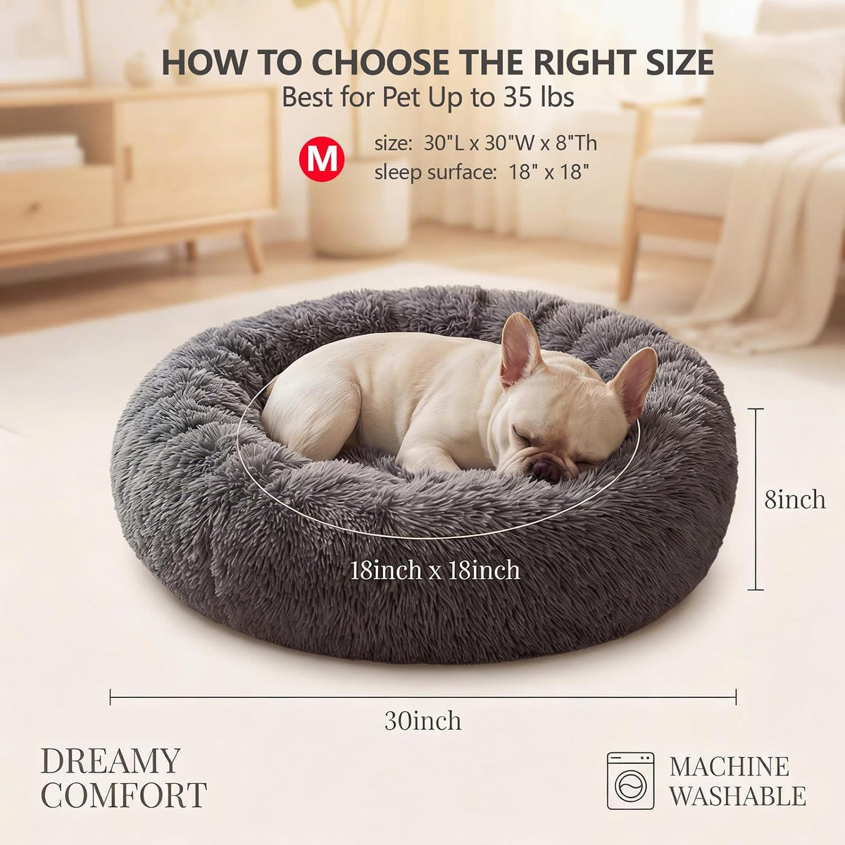 nononfish Soft Dog Bed for Small Dogs,Cozy Calming Donut Pet Bed