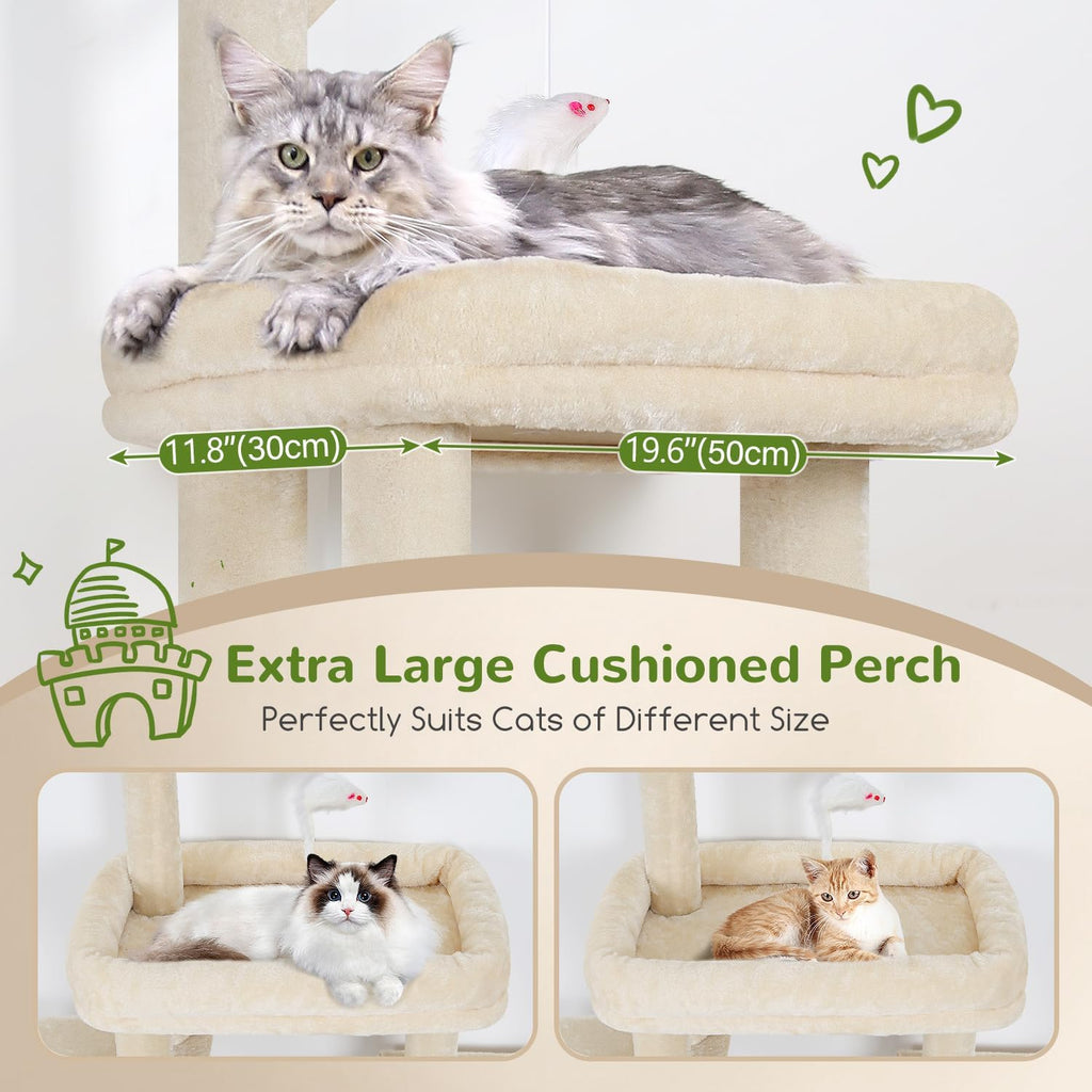 Globlazer Maine Coon Cat Tower for Indoor Adult Cats, F50, Beige