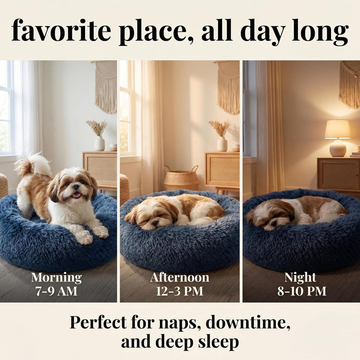 nononfish Plush Dog Bed for Small Dogs,Soft Calming Donut Bed