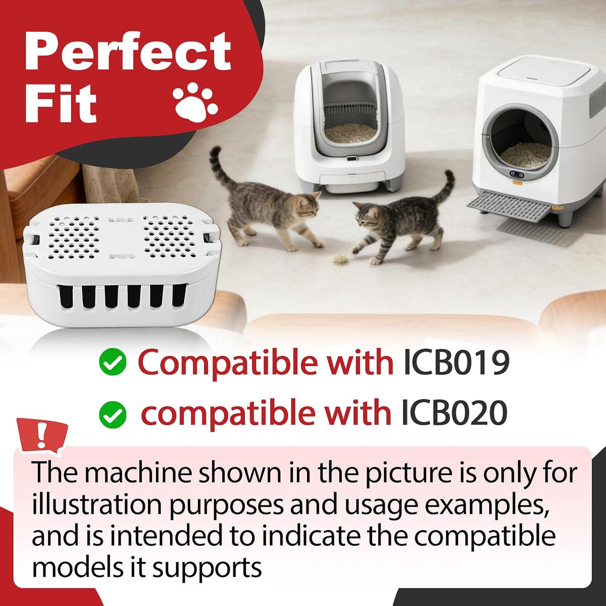 6Pcs Cat Litter Box Deodorizer Cartridges Compatible with Ellenpent ICB019