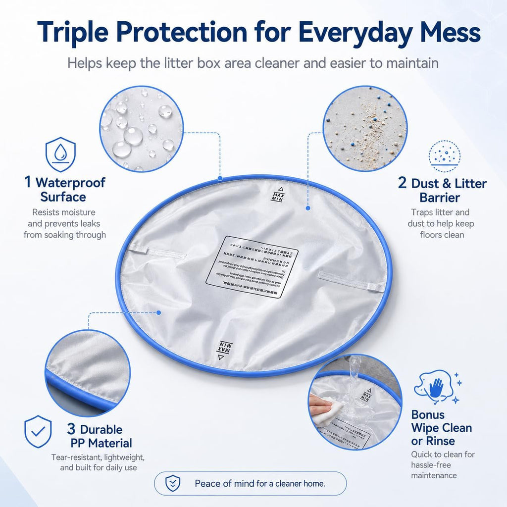 Replacement Pad for PARUUNTYS & KITPLUS Self Cleaning Litter Box, Waterproof Reusable Automatic Litter Box Liner, Scratch Resistant PP Protective Mat, Easy Clean Cat Litter Pad, 1 Pack