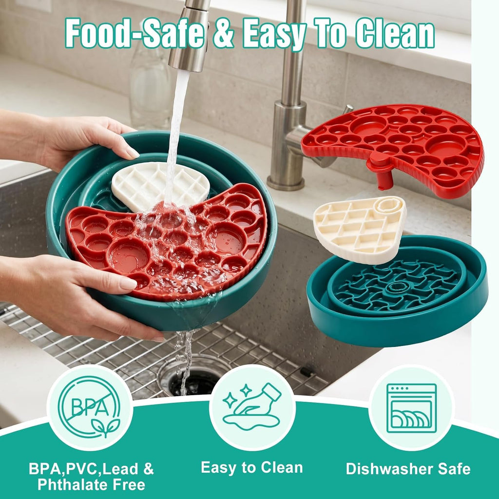 3-Level Slow Feeder Dog Bowl, Interactive Puzzel Feeder & Lick Mat