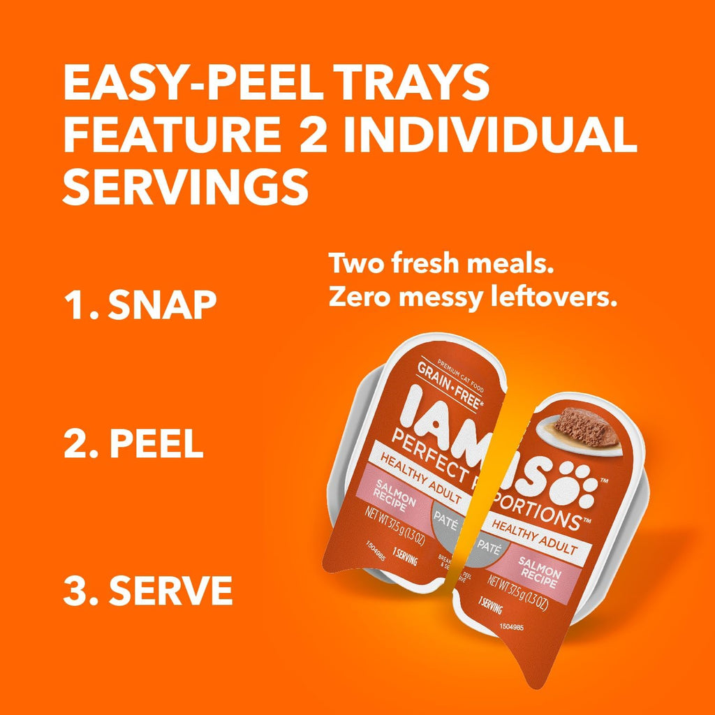 IAMS Perfect Portions Healthy Adult Pate Wet Cat Food, Salmon, 24 Count