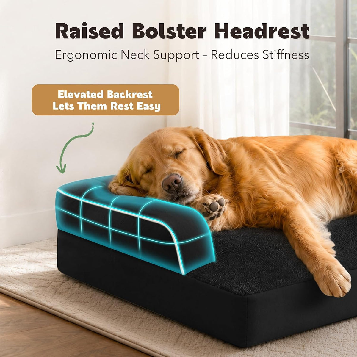 MEKIY Orthopedic XL Dog Bed with Bolster for Extra Large Size Dogs