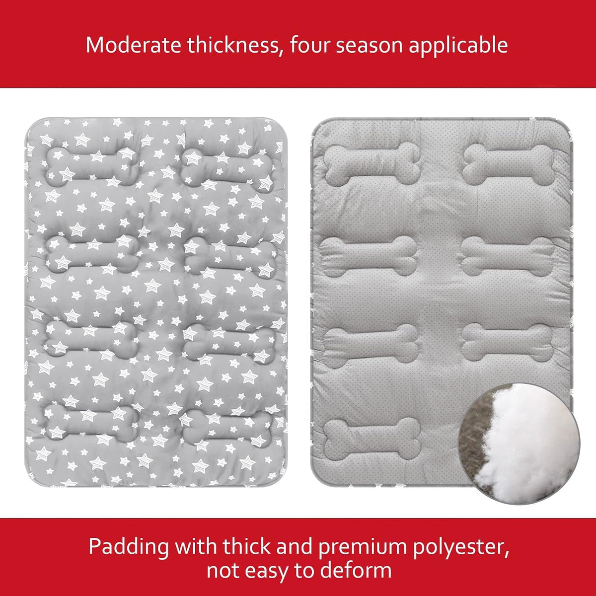 Dog Crate Pad Mat (42" X 28") 2 Pack, Soft Dog Bed Mat with Cute Prints