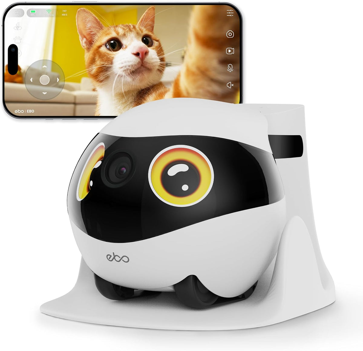 Enabot EBO SE 2 Mobile Pet Camera: 2K Home Robot Companion (Yellow Eyes)