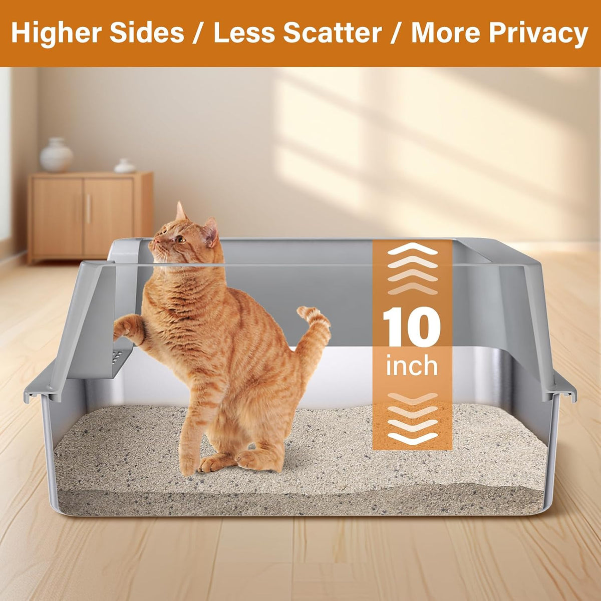 XL Stainless Steel Litter Box with Lid, Extra Large Cat Litter Box | 2Pack Metal Cat Litter Box for Big Cats, High Sided, Easy Cleaning ,Odor-Free Includes Scoop and Mat
