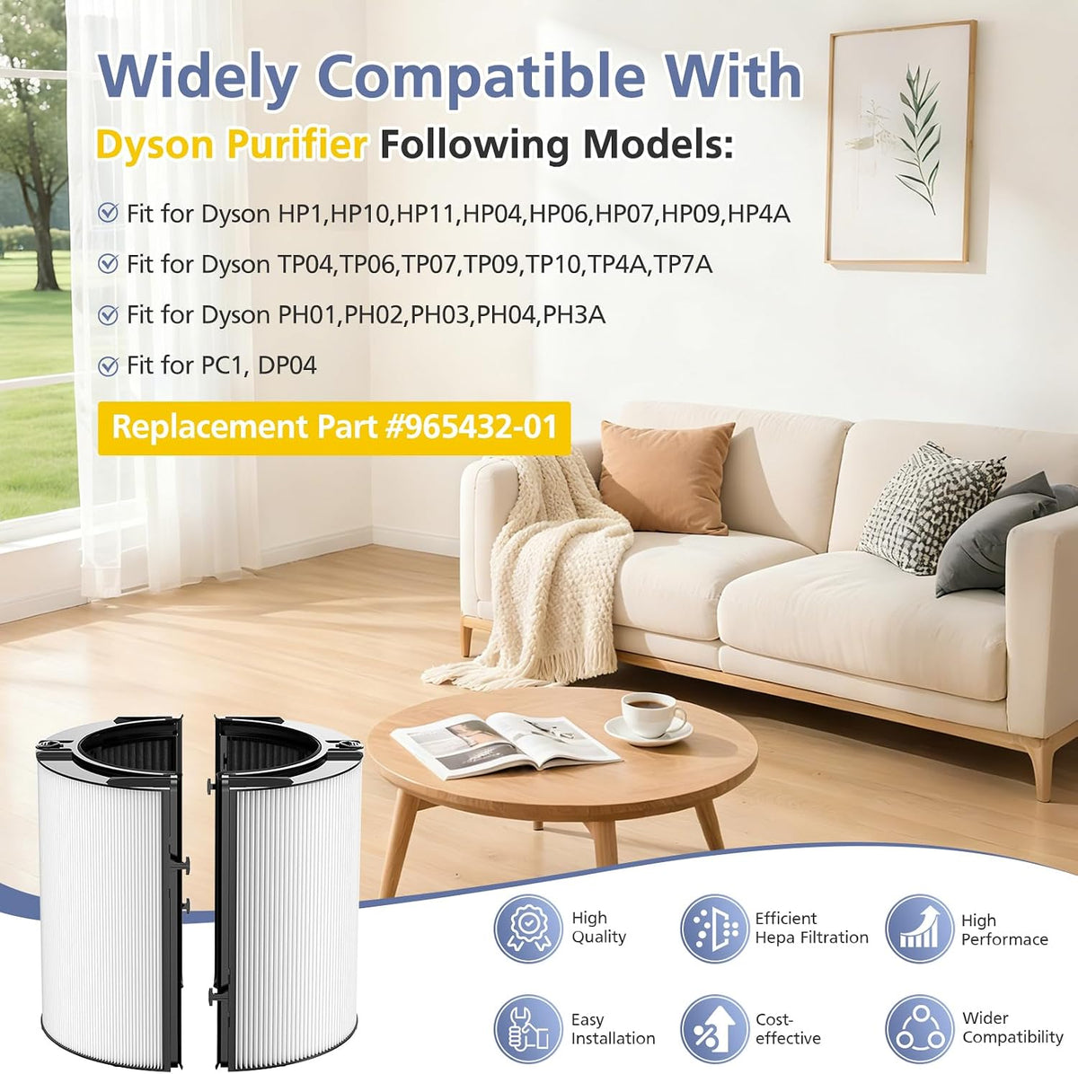 360° Combi Glass Hepa + Carbon Filter for Dyson Air Purifier TP07 TP10 PC1