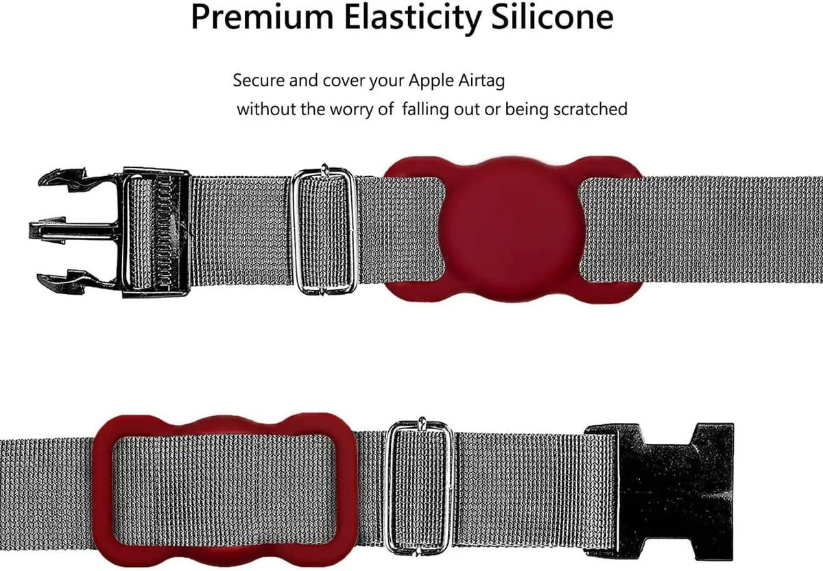 for AirTag Dog Collar Holder (WineRed&Midnight Blue)