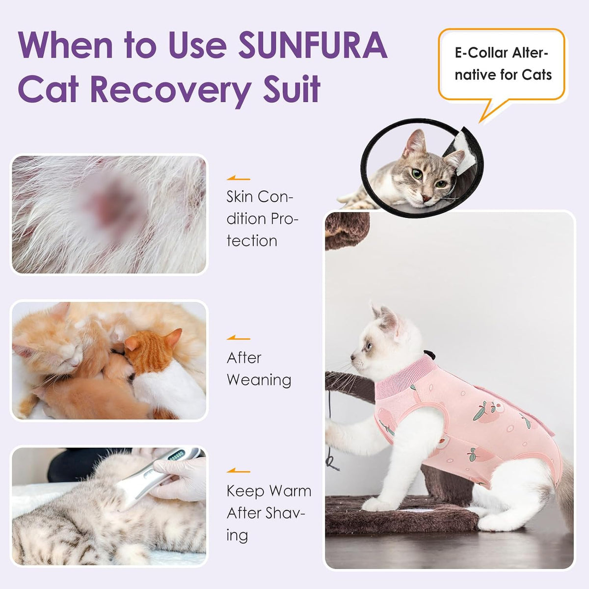 Cat Recovery Suit, Soft Kitten Onesie for Cats After Surgery Female