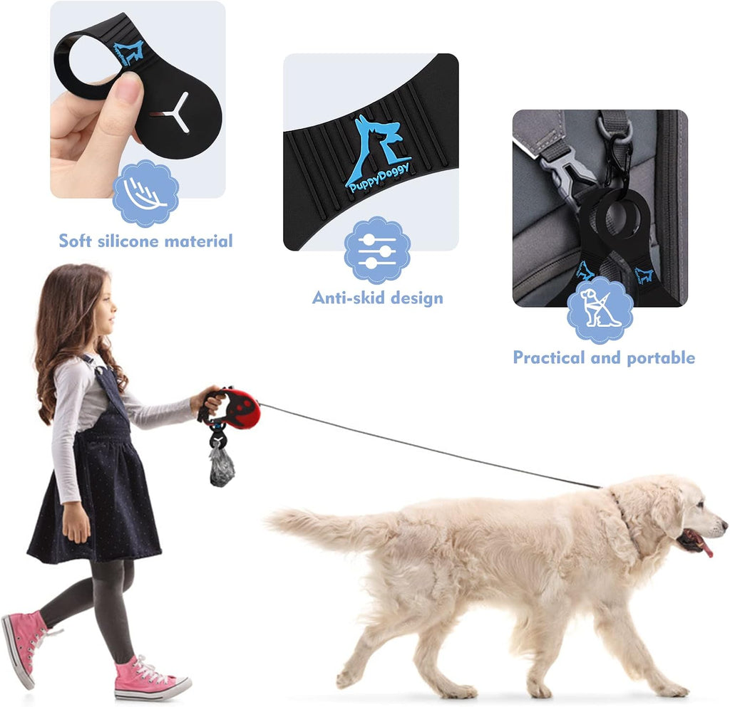 Dog Poop Bag Holder for Leash Waste Bag Carrier Dog Poop Bag Dispenser for Walking Running Bicycle Accessory 2 pieces (White)