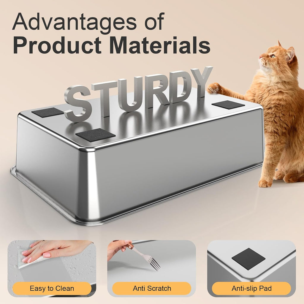 2PACK Stainless Steel Litter Box with Lid, XL Extra Large Litter Box Enclosed Top Entry Metal Litterbox for Big Cats & Multi-Cats, Easy Cleaning Anti Leakage, High Sided with Mat & Scoop, Dark Grey