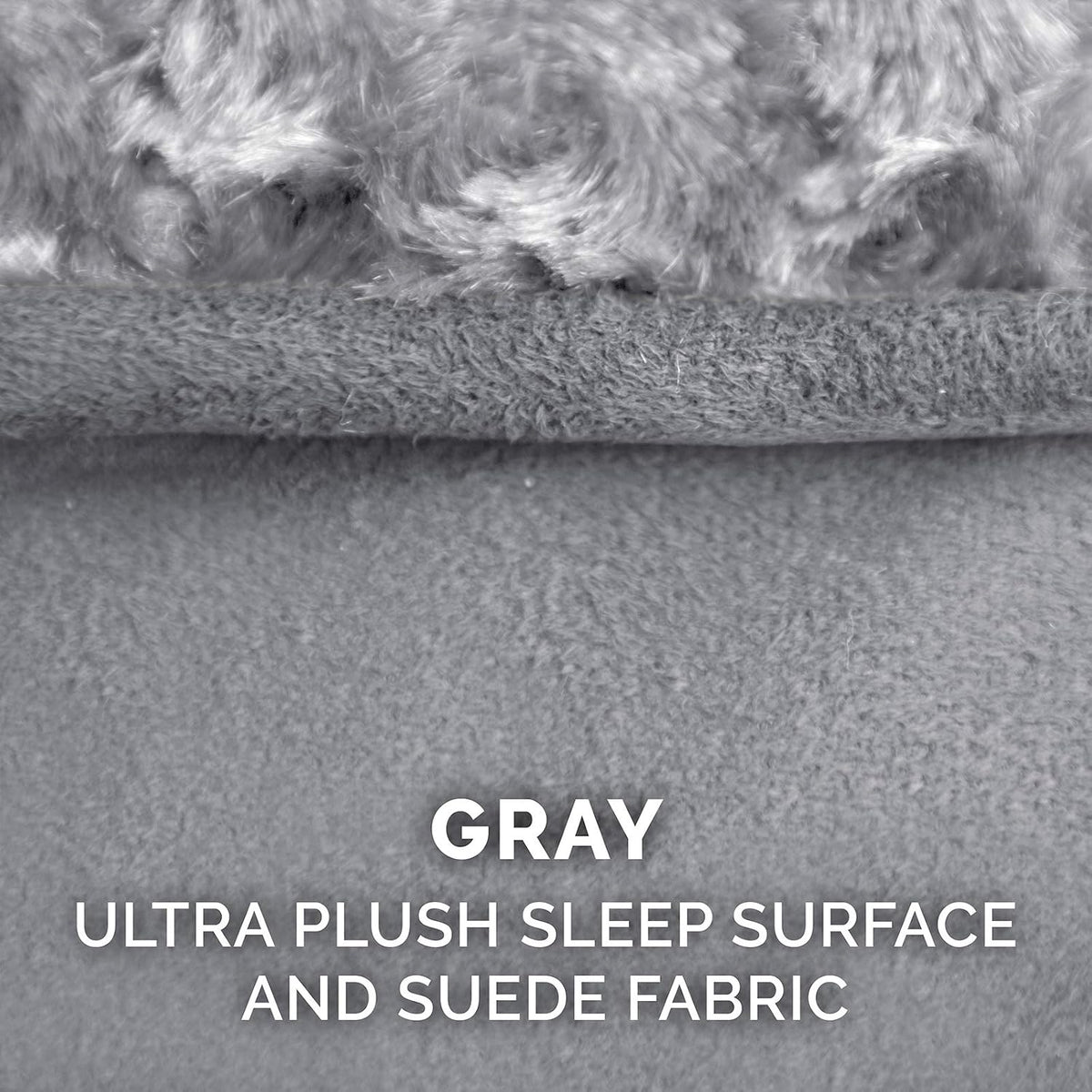 Furhaven Replacement Dog Bed Cover Ultra Plush Faux Fur & Suede Contour Luxe Lounger, Machine Washable - Gray, Jumbo Plus (XX-Large)