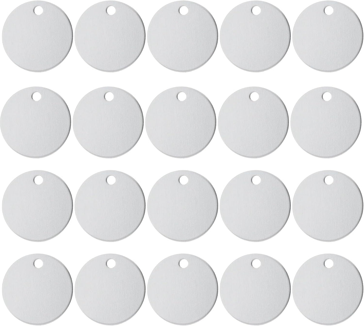 AUEAR, 20 Pack 25mm Round Shape Pet ID Tag Blank for Dog Cat Number Name Phone Charm Jewelry Making (Silver)