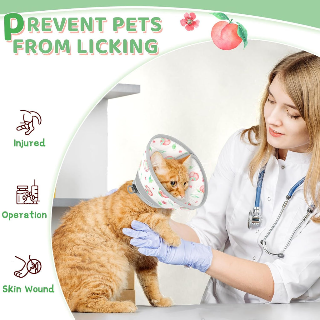 Cat Cone Collar Soft to Stop Licking, Adjustable, Foldable Lightweight Kitten Cones After Surgery Recovery for Cats & Kittens, Cat Cone Alternative, Easy Eating (PinkWhite, M)