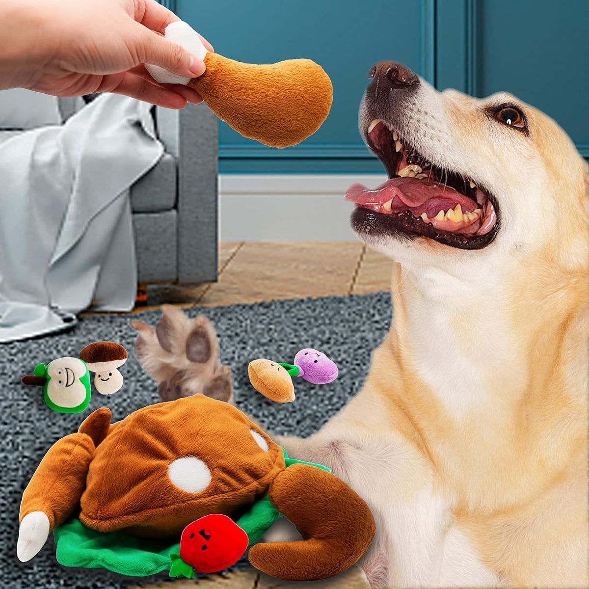 Thanksgiving Dog Toy, Hide and Seek Turkey Puzzle for Small Dogs