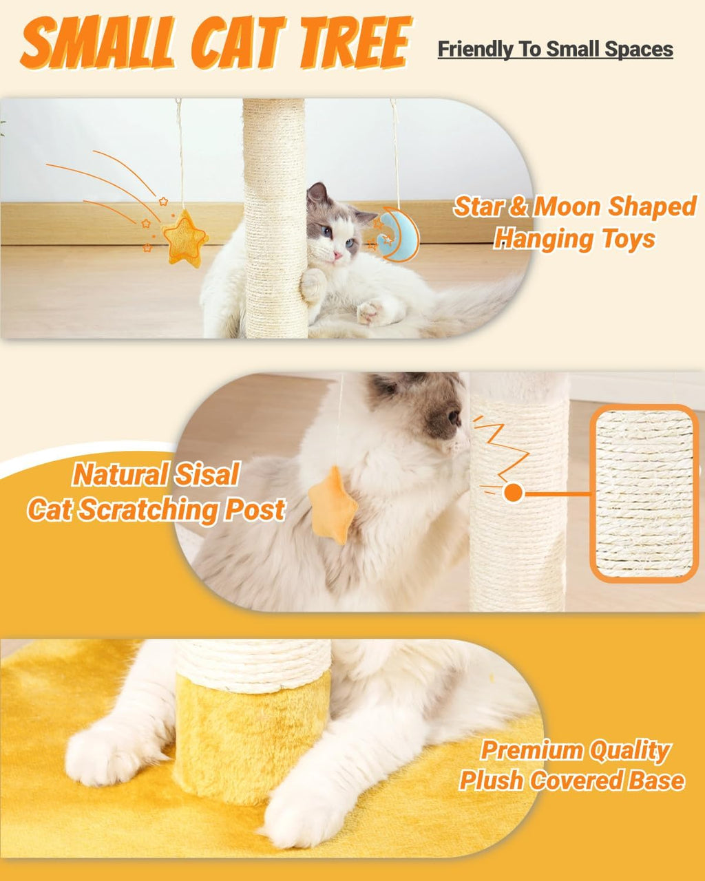 Happi N Pets Cloud Cat Tree, Cat Scratching Post with Soft Bed for Kitten