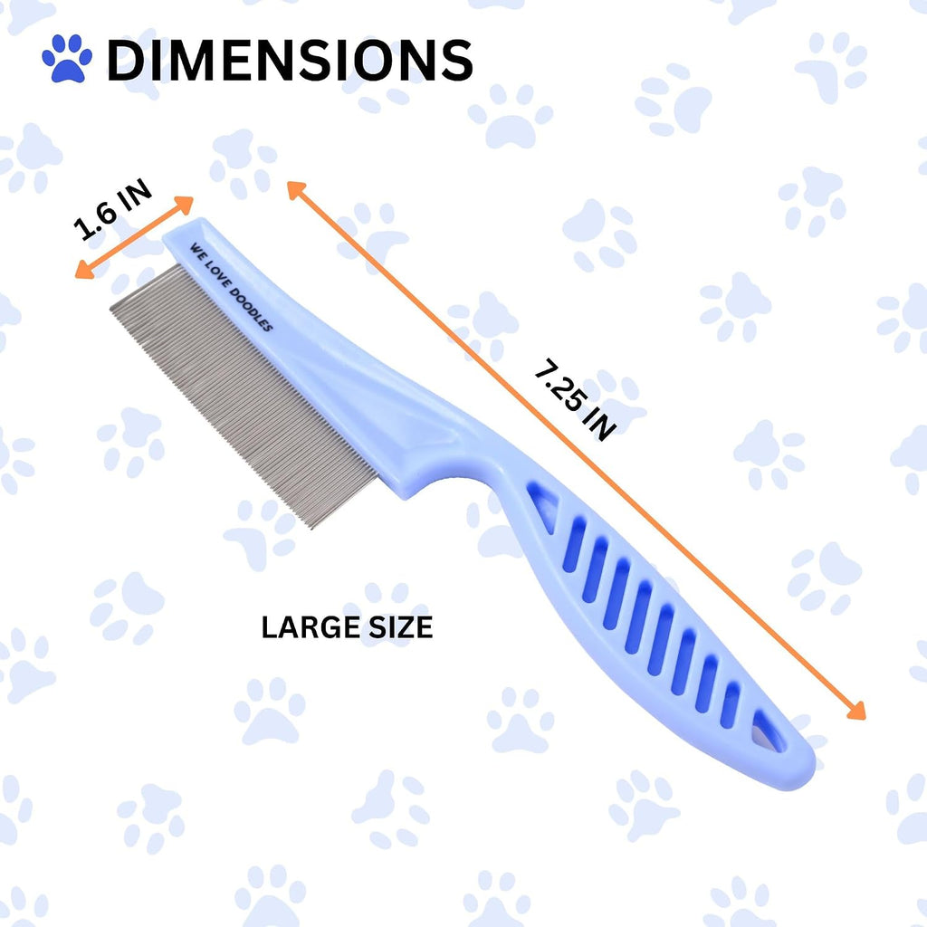 Tick & Flea Comb For Small Dogs, Fine Tooth Dog Face Brush For Tear Stains | Fine Tooth Metal Flea Comb for Dogs, Removes Lice, Ticks & Fleas Around Eyes, Face & Body, For Poodles, Doodles, Cats, Pets