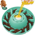 PUPPYGANG 2-in-1 Slow Feeder Dog Bowl & Dog Lick Bowl for Medium Large Dogs, Silicone Puzzle Feeder with Removable Lick Ball, Suction Base Bowl for Kibble, Wet Food, Yogurt & Peanut Butter (Green)