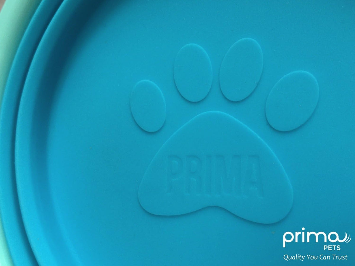Prima Pet Expandable/ Collapsible Silicone Food & Water Travel Bowl with Clip for Small & Medium Dog and Cat, Size: 1.5 Cups (5.1 Inch Diameter Bowl) (AQUA) 