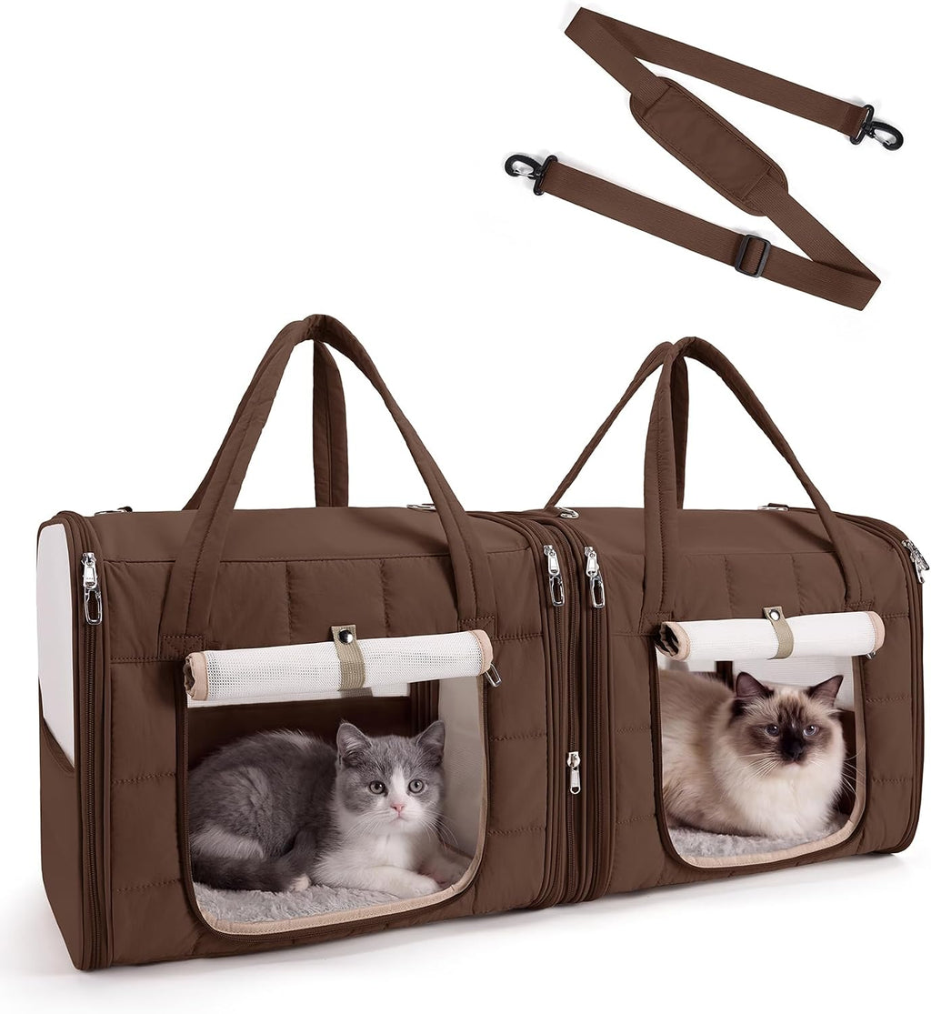 BAGSMART Double Cat Carrier for 2 Cats, Large Soft Pet Carriers for Travel