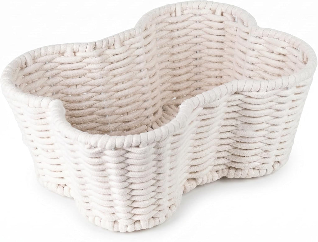OtterPets Dog Toy Basket, Cotton Rope Bone Shaped Dog Toy Bin, 17x13”