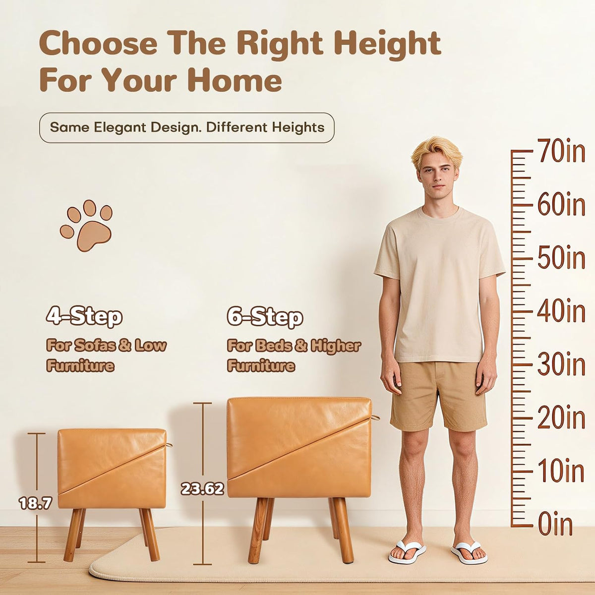 Pet Stairs for High Beds Foldable,Dog Steps for Large Dogs 21.06" H