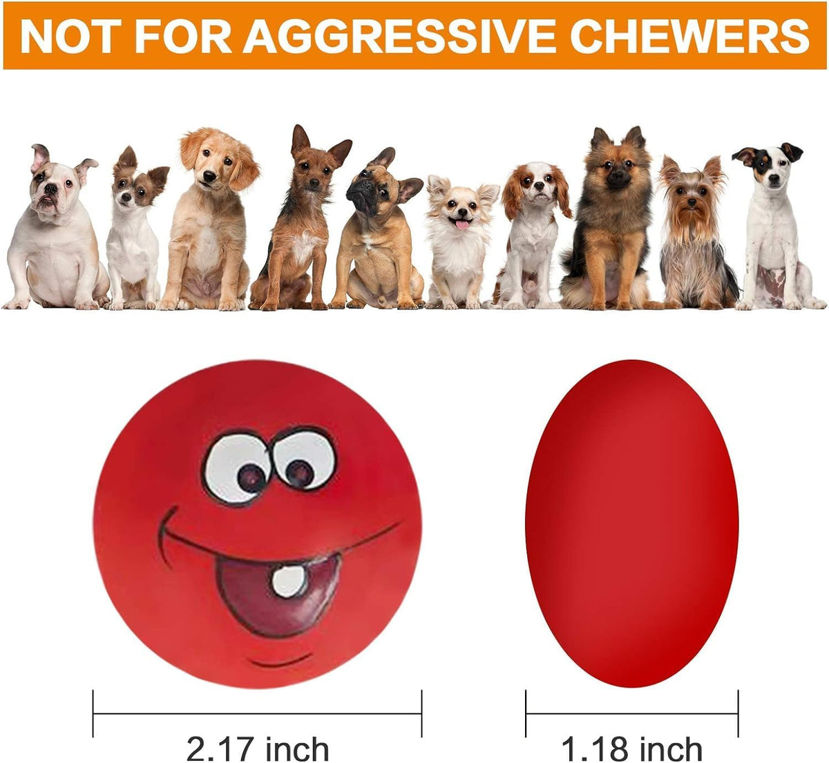 Squeaky Dog Toy Chewing Dog Toys Durable Teething Latex Rubber Soft Interactive Fetch Play Dog Balls with Funny Face for Puppy Small Medium Pet Dog (5PCS)