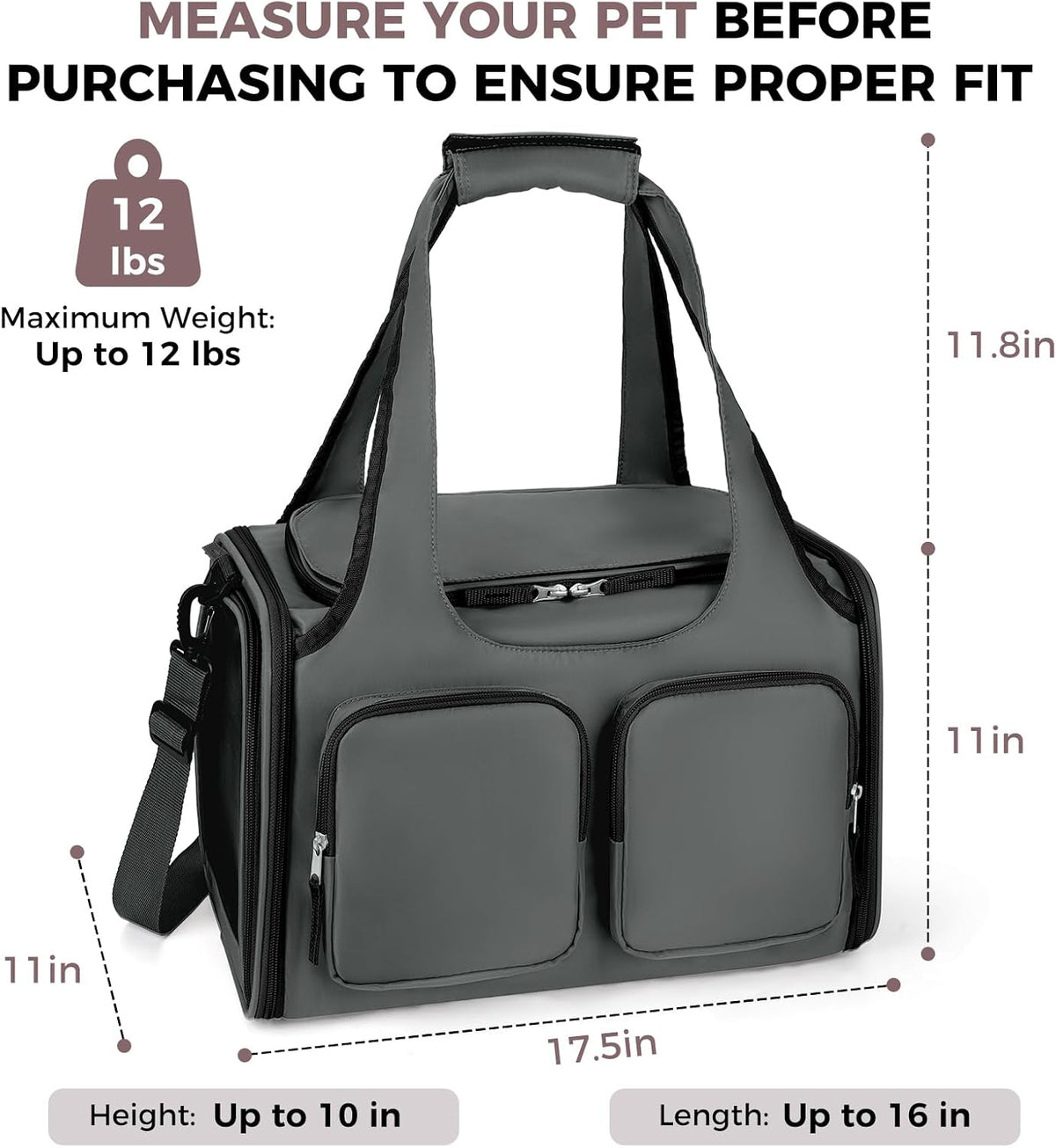 Dog Cat Carrier Airline Approved Collapsible Soft-Sided Pet Travel Bag