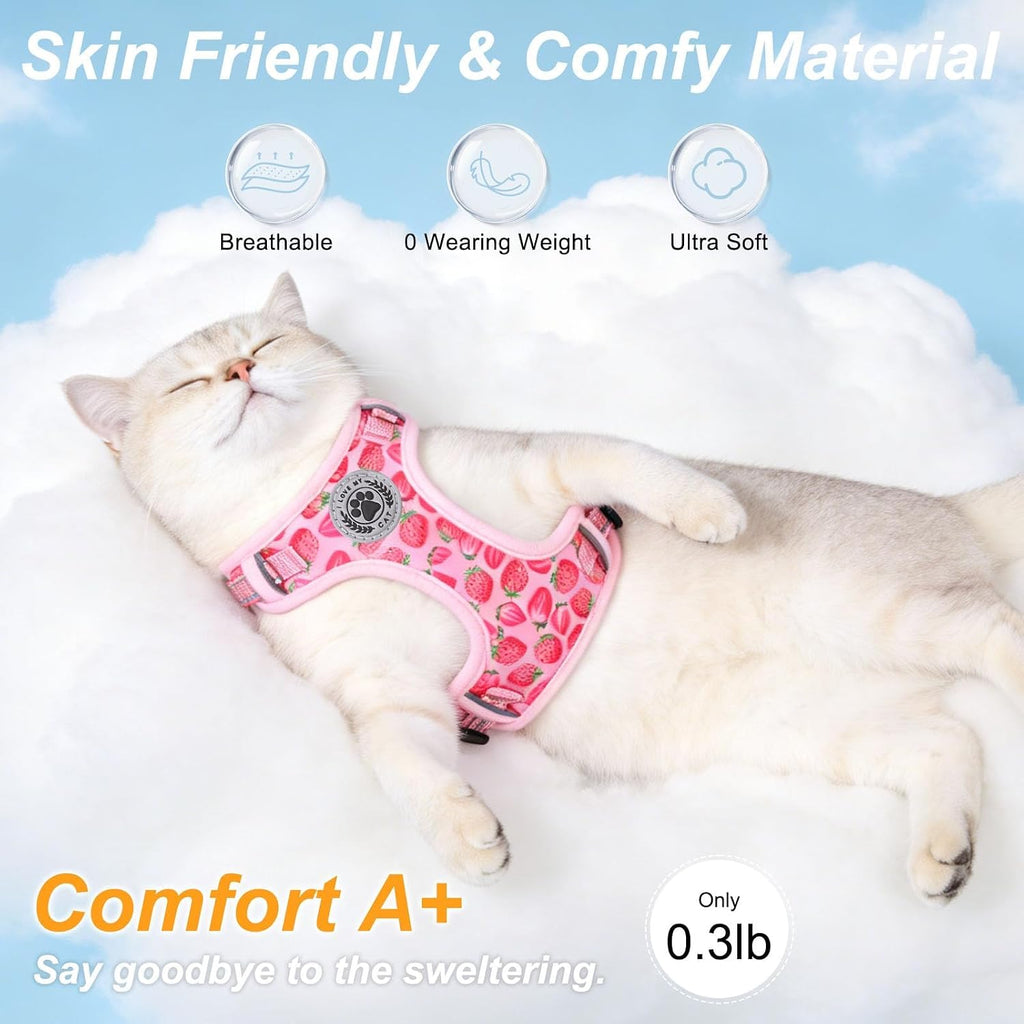 BEAUTYZOO Cat Harness and Leash Set, Escape Proof and Adjustable, Pink