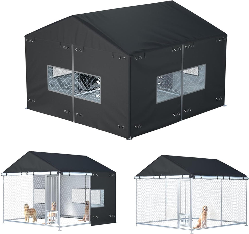 Outdoor Dog Kennel Cover 6.7x6.7x5.8 ft - Full Coverage (Only Covers)