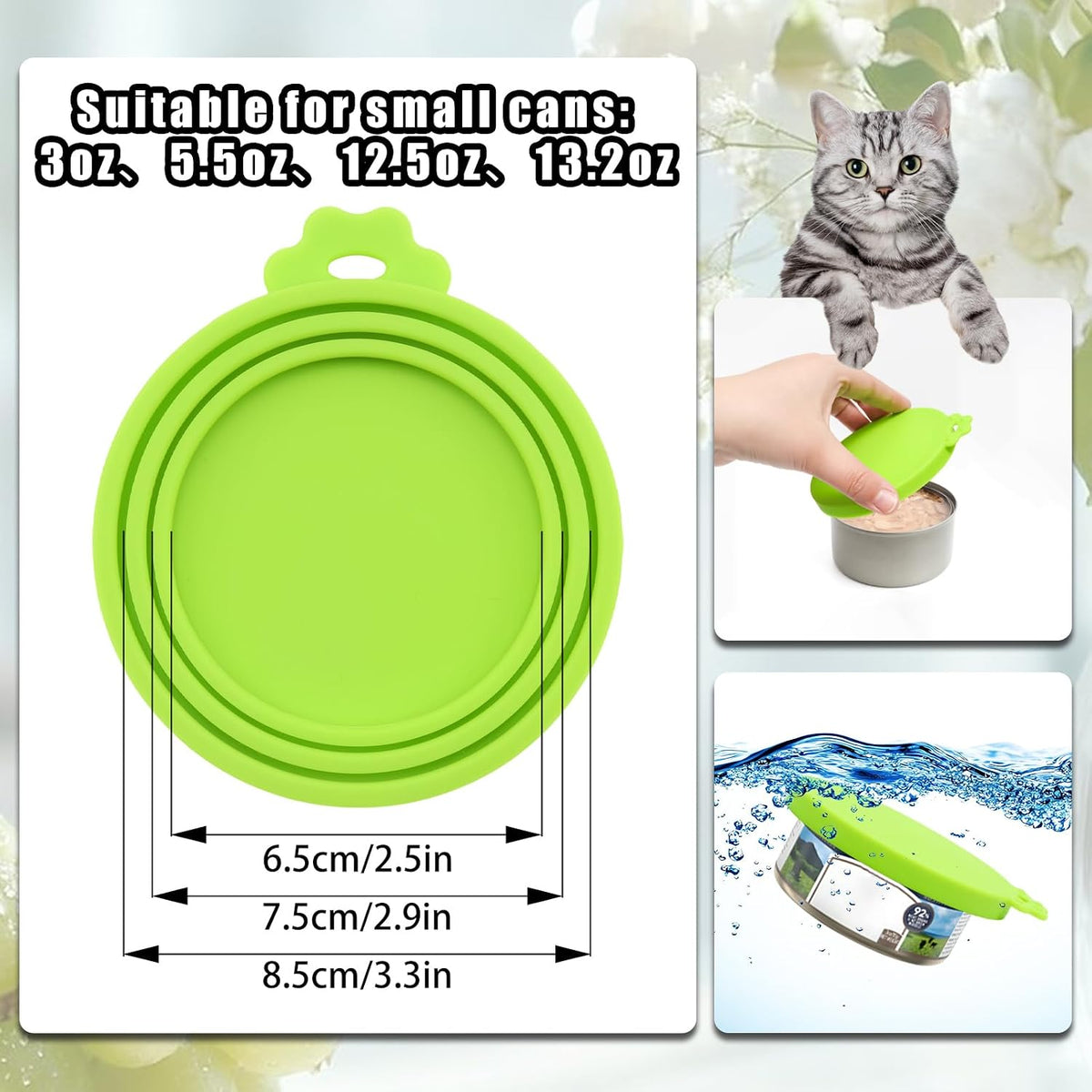4Pcs Cat Food Can Lids,one fit 3 Standard Size (Green)