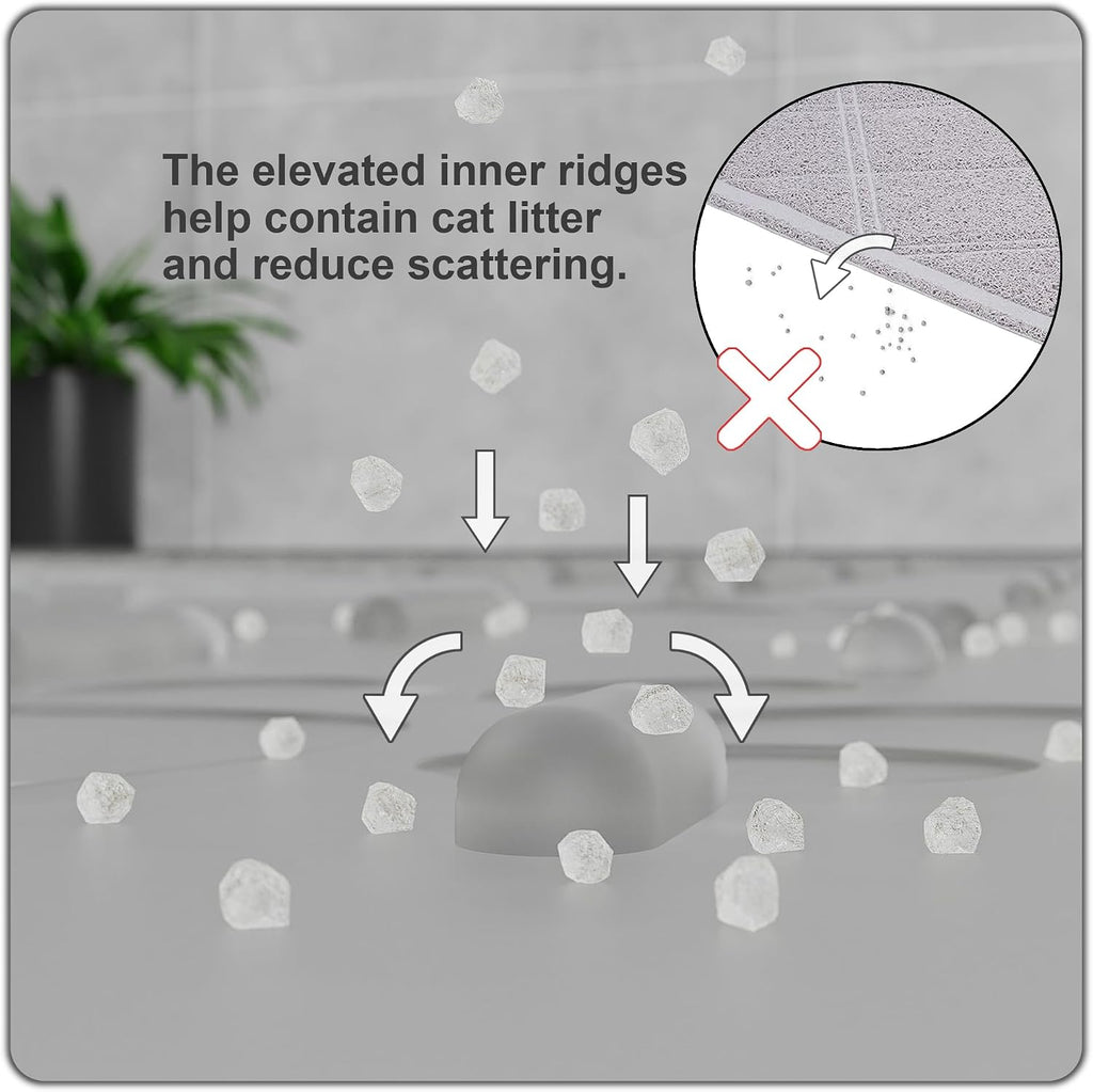 OHMO Cat Litter Mat 23.5x16 Silicone Trapping Mat Semi Transparent | for Kitty Litter Box, Easy Clean, BPA Free Rubber, Center Litter Collection, Easy Pour-Back, Waterproof, Odor-Resistant