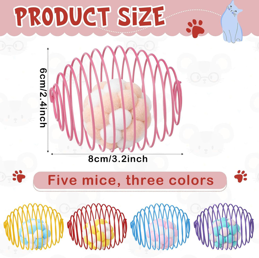 Jecery 5 Pcs Cat Toys Spring,Plush Ball,Multicolor