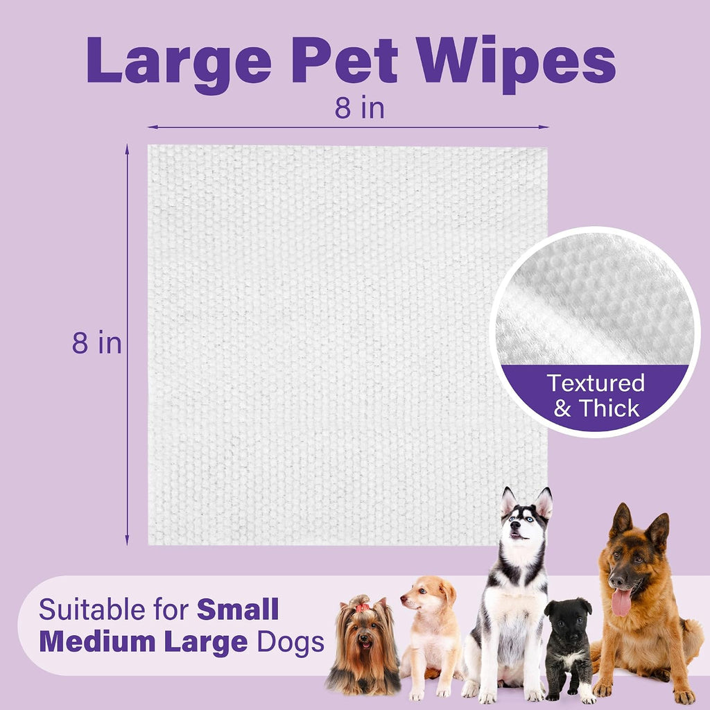 400PCS Dog Wipes for Paws and Butt, Large Pet Wipes for Dogs, Lavender | 8 x 8 Inch, Dog Wipes Cleaning Deodorizing, Hypoallergenic, Puppy Wipes for Grooming Face Fur Body